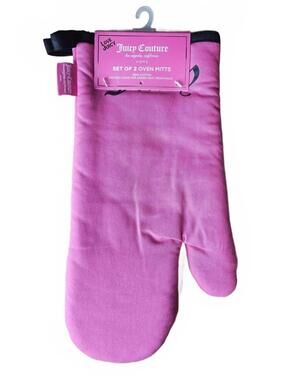 Juicy Couture Pink Oven Mitts Set Of 2 Hot Pink Kitchen Decor Y2K McBling NWT